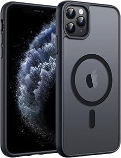 جراب لهاتف ابل iPhone 11 Pro: [متوافق مع Magsafe] غطاء هاتف مغناطيسي مطفي شفاف - حماية من السقوط بمعايير عسكرية مضاد للصدمات لهاتف ابل iPhone 11Pro 2019 - أسود