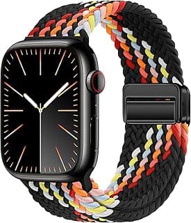 حزام ساعة ابل متوافق مع مقاسات 49mm 46mm 45mm 44mm 42mm 41mm 40mm، حزام نايلون مغناطيسي مرن لساعات IWatch Series 10/9/8/7/6/5/4/SE 2/Ultra 3/2 للرجال والنساء