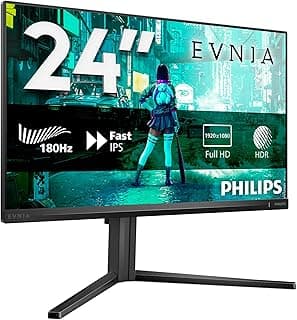 شاشة العاب 24 انش FHD 24M2N3200A من فيليبس، 180Hz، 1 مللي ثانية، IPS، HDR10، فري سينك بريميوم، متوافقة مع جي سينك، مكبرات صوت، ضبط الارتفاع (1920×1080،300 شمعة لكل متر مربع، HDMI 2.0/DP 1.4)