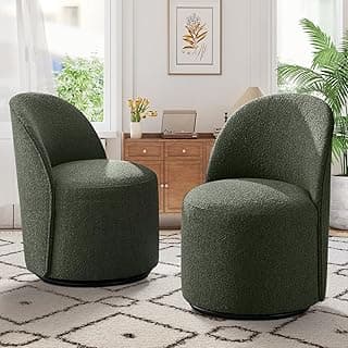 Set of 2,No Assembly Modern Boucle Fabric Kitchen Dining Room Chair,Armless Side Chair for Bedroom Livingroom Reading Room (2 PCS Green)