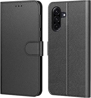 Premium PU Leather Case for Samsung Galaxy A17 5G | Multi-Card Case, Built-in Stand, Magnetic Closure, Anti-Shock Protection Compatible with Book (Black, SamsungA17)