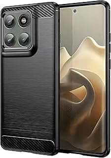 Carbon Fiber TPU Anti Fingerprint Antishock Case Compatible with Motorola Edge 60 Pro (Black, Edge 60 Pro)