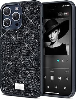 Mobile Phone Case for iPhone 15 Pro Max Case Glitter, Sparkle Diamond Crystal Bling Case with Bling & Co. Series for iPhone 15 Pro Max, Jet Black