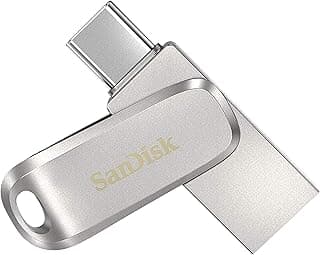 فلاش ميموري الترا دوال درايف لوكس USB C بسعة 512 جيجابايت، بن درايف معدن للموبايل من سانديسك (فضي)، سعة 512.0 GB