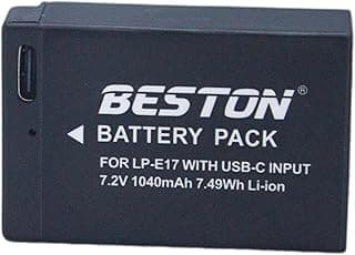 بطارية قابلة لإعادة الشحن Beston LP-E17C لكاميرات كانون، سعة 1040 مللي أمبير، جهد 7.2 فولت، مع منفذ شحن USB-C