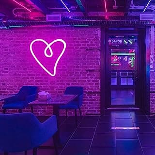 لوحة نيون على شكل قلب للبار، إضاءة ليلية LED للأطفال، لوحة نيون Love Hearts وردية، إضاءة LED وردية لغرفة النوم، ديكور حفلات الزفاف وأعياد الميلاد، تعمل بالبطارية وUSB