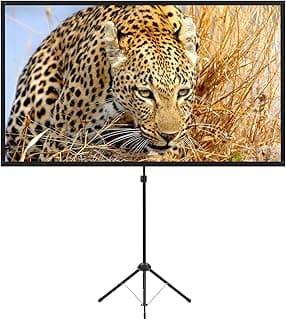 Portable Projector Screen with Stand, Outdoor Movie Screen, 80 Inch 16:9 Light-Weight, Mobile and Compact, Easy Setup and Carrying, Projection Screen with 1.2 Gain Glass Fiber, Idea for Home Cinema