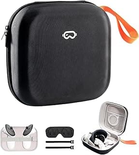 ProCase Hard Case for Oculus Meta Quest 2, Quest 3, Vision Pro VR Headset Headphones, Carrying Bag Anti Shock Storage with Strap for Controller Accessories, Black/White, S