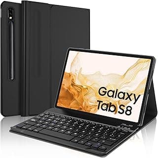 جراب كيبورد لتابلت سامسونج S8 2022/Tab S7 2020، كيبورد بلوتوث اسباني لسامسونج جالاكسي تاب S8/S7 مقاس 11 بوصة (SM-T870/T875/T878/X700/X706)، اسود