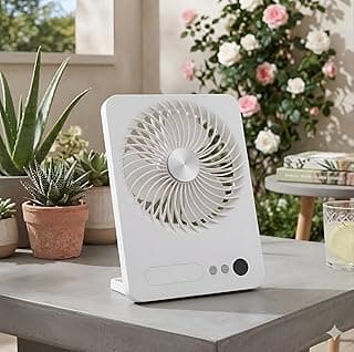 مروحة سيارة - مروحة مكتب صغيرة محمولة قابلة لإعادة الشحن مع إضاءة LED، 3 سرعات، تدفق هواء هادئ للمكتب وغرفة النوم، شحن USB، تصميم مدمج، ألوان متعددة