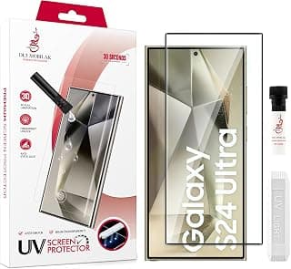 سكرين بروتكتور سامسونج جالاكسي S24 Ultra 5G، زجاج مقوى سائل UV، تغطية كاملة، لاصق للشاشة بالكامل، متوافق مع مستشعر البصمة، شفاف HD