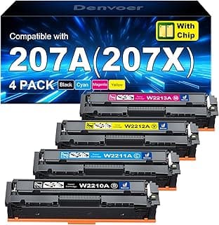 خرطوشة حبر 207A مع رقاقة متوافقة مع اتش بي 207A 207X لطابعة اتش بي كولور ليزر جيت برو MFP M283fdw تونر اسود M283fdn M283cdw M282nw M255dw M255nw W2210A W2211A W2212A W2213A اسود سماوي ارجواني ماجنتا