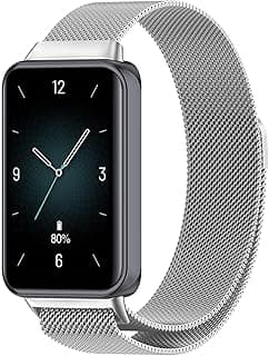 أحزمة متوافقة مع HONOR Band 10 للرجال والنساء، سوار ساعة معدني مغناطيسي، سوار بديل شبكي مغناطيسي من الستانلس ستيل قابل للتعديل