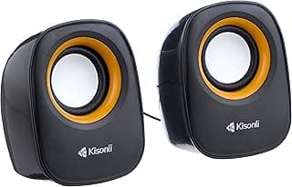 مكبرات صوت صغيرة بمنفذ USB من كيسونلي V360 - اسود برتقالي