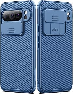 for Google Pixel 9 Pro Case with Slide Camera Cover, Camera Lens Protector Privacy, Thin Slim Fit, Shockproof Protective, 0.9mm Raised Lens Bezel, TPU+PC Dual Protection - Blue