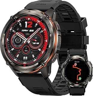 Tank T3 Ultra 2 Smart Watch for Men GPS, Extra-Long Battery, Full Stainless Steel Body Rugged Smartwatch with Bluetooth Calling, 1.43" AMOLED Display, Pressure, Altitude, Compass - Black