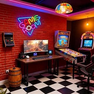 لوحة نيون Game room، مصباح إلكتروني USB لتزيين غرفة المعيشة | إضاءة جدارية LED للجيمرز، أفضل هدايا للأولاد والشباب، إضاءة USB متوافقة مع اللابتوب والكمبيوتر (Game Room)