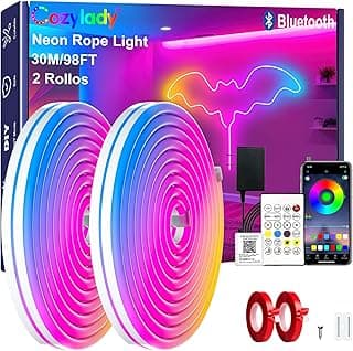 شريط إضاءة نيون LED ذكي من Cozylady بطول 30 متر، RGB واي فاي مقاوم للماء، مزامنة مع الموسيقى، يعمل مع اليكسا وجوجل هوم، لغرف النوم والجيمنج