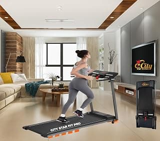 مشاية كهربائية City Star Pro بموتور DC - ضمان 5 سنوات - سرعة 10 كم/ساعة - 3 حصان - تتحمل حتى 130 كجم - جهاز مساج - مساحة جري 40 * 130 سم - 10 برامج - هدية حزام ومقبض يد
