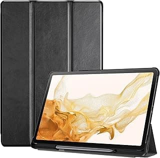 جراب لجهاز Galaxy Tab S7 FE / S7 Plus / S8 Plus مقاس 12.4 بوصة، جراب جلد PU خفيف الوزن قابل للطي - أسود