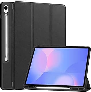 جراب متوافق مع سامسونج Galaxy Tab S10 FE Plus/S10 FE+، غطاء حماية PU مع حامل متعدد الزوايا، جراب نحيف جداً مضاد للسقوط مع مكان للقلم، خاصية التنبيه/النوم التلقائي، أسود