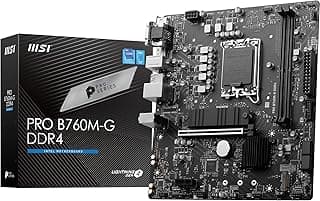MSI برو B760M-G DDR4، 2x DDR4، سعة الذاكرة القصوى 64GB، يدعم معالجات انتل كور الجيل 12/13، معالجات بنتيوم جولد وسيليرون LGA 1700 - اسود