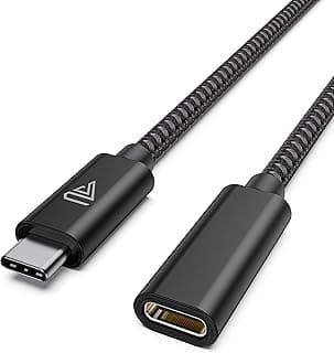 فاراسنت كيبل وصلة USB نوع سي 3.3 قدم - 1 متر 3.1 10 جيجا بايت في الثانية C ذكر الى انثى للشحن والمزامنة لنينتندو سويتش M1 ماك بوك برو اير ايباد 2020 ديل اكس بي اس سيرفس اسود
