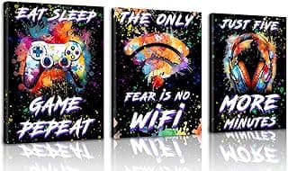 LNLAGBO Framed Video Game Decor Set of 3 Boys Room Posters,Graffiti Gaming Wall Art,Game Room Decor,Video Game Print,Video Game Art Gift for Kids Boy Playroom Home Decor-12 x16