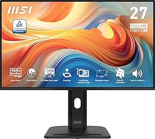 MSI شاشة مكتب العاب برو MP275PG E14 مقاس 27 انش IPS 1920×1080 (FHD)، 144Hz، مزامنة حرة، HDMI، منفذ عرض، منفذ VGA، قابلة للتثبيت بارتفاع قابل للتعديل، امالة ومكبر صوت، اطار رفيع 4 جوانب 1 مللي ثانية