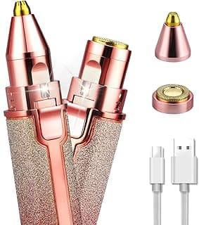 Rechargeable Eyebrow Hair Remover USB Rechargeable 2 in 1 Painless-Precision Eyebrow Trimmer Eyebrow Razor Tool with Built-in LED Light Facial Trimmer for Nose, Lips,Body