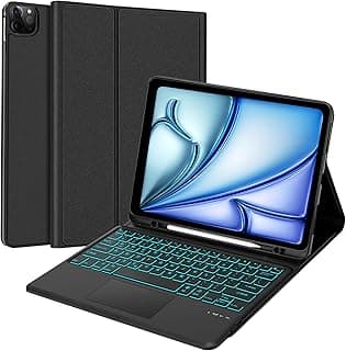 KVAGO Keyboard Case for Air 13 inch（M2 2024, Compatible with iPad Pro 12.9 (3rd, 4th, 5th, and 6th Generation) - 7 Color Backlight, Built-in Trackpad, Wireless Detachable - Black with Pencil Holder