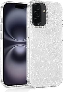 دلـع موبايلك جراب حماية بتصميم رخامي لامع لموبايل سامسونج جالاكسي A57 الجيل الخامس 5G، غطاء خلفي صلب لامع مع اطار ناعم من البولي يوريثين الحراري، اطار كاميرا مرصع بحجر الراين، حافظة جوال واقية مضادة