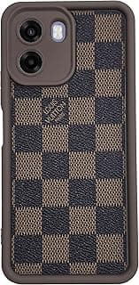 (For A6X) Xpress Back Cover For Oppo A6x 4G Case Soft Silicon With Printed Leather Sticker TPU Camera Protection, Anti-Shock Cover (Brown)