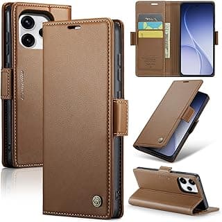 Phone Case Cover Luxury PU Leather Flip Cover 023 Card Slot Holder Cover Compatible with Oppo Reno 15 5G (Brown)
