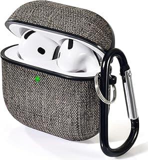 Compatible with AirPods 4 case Case Cover, Case, Earphones, Protective Case, Airpods 4 Storage Case, Stylish, With Carabiner Included, LED Light Visible (Gray)