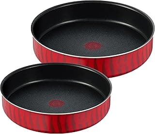 طقم صواني فرن دائرية تيفال Tempo Flame، مقاس (26-30) سم، لون أحمر - 220089984