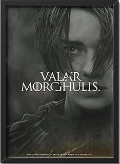 بوستر Arya Starkk من مسلسل Game of Thrones - تصميم "Valar Morghulis" مع إطار أسود - 40×30 سم