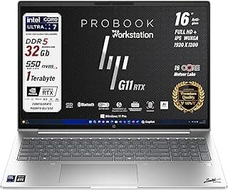 لاب توب برو بوك G11 نوت بوك، إنتل كور ألترا 7 155H، 16 نواة، هارد SSD PCI 1TB، شاشة WUXGA 16 بوصة IPS، 32 GB رام DDR5، واي فاي 6 وثاندربولت وجيفورس RTX 2050، لوحة مفاتيح بإضاءة وويندوز من اتش بي