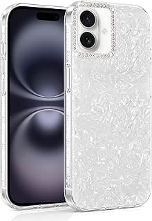Shiny Marble Case for Samsung Galaxy A07 4G, Glossy Glitter Hard Back Cover with Soft TPU Frame Bumper, Rhinestone Camera Frame, Slim Shockproof Protective Phone Case - White