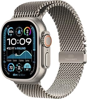 ساعة ذكية Watch Ultra 2 GPS + Cellular مقاس 49 مم، ساعة رياضية بهيكل تيتانيوم متين وسوار ميلانيزي طبيعي، متتبع لياقة بدنية، GPS دقيق، بطارية طويلة العمر، محايدة كربونياً