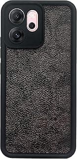 (For 14F) Xpress Back Cover For Oppo Reno 14F Soft Silicon With Leather sticker Design Bumper TPU, Camera Protection Case Anti-Shock (Black.brown)