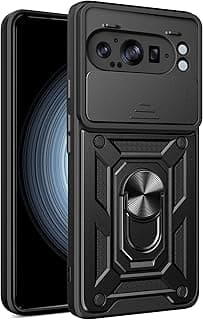 جراب غطاء مقاوم للصدمات مع سلايدر لحماية الكاميرا TPU + PC متوافق مع Pixel 9 Pro XL (أسود)