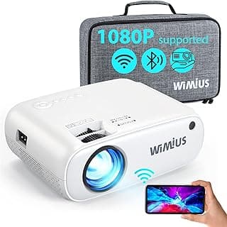 بروجكتور صغير واي فاي وبلوتوث، Full HD 7000 لومن، يدعم فيديو 4K، شاشة 300 بوصة، زووم 50%، بروجكتور LED مع حقيبة حمل
