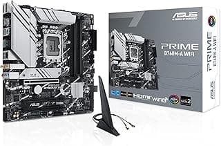 مذربورد اسوس B760M-A واي فاي انتل LGA 1700 mATX منفذ الملحقات الإضافية السريع 4.0، DDR5 فتحتين M.2 ايثرنت 2.5GB واي فاي 6 ومنفذ عرض HDMI ساتا 6Gbps وUSB 3.2 خلفي الجيل 2 وUSB 3.2 الجيل 1 نوع سي