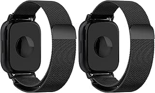 22 mm Strap Compatible with Xiaomi Redmi Watch 5 Active/Xiaomi Redmi Watch 5 Lite, Metal Stainless Steel Magnetic Straps for Redmi Watch 5 Active/Redmi Watch 5 Lite, Black (Pack of 2)
