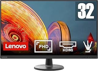 لينوفو شاشة LED D32-40 مقاس 31.5 بوصة فل اتش دي 60 هرتز مع منفذ HDMI ومنفذ عرض وحامل امالة - اسود ريفين