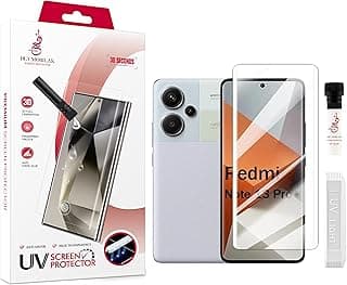 اسكرينة حماية شاومي Redmi Note 13 Pro+ Plus [زجاج مقوى UV سائل]، لاصق كامل للشاشة [لمس حساس] [تدعم بصمة الإصبع]، شفافة عالية الدقة