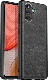 جراب سامسونج Galaxy A55 بملمس جلد - غطاء حماية نحيف مقاوم للصدمات، تصميم أنيق (أسود)