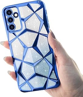 جراب متوافق مع سامسونج Galaxy A15 4G/5G، غطاء شفاف بلمعة متدرجة من سيليكون TPU ناعم، حماية للكاميرا ومقاوم للصدمات (أزرق)