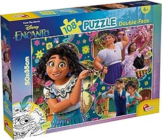 Lisciani - DISNEY ENCANTO Puzzle - 108 Pieces - For Children from 6 years old and up - 35x50 cm - Double-sided Puzzle to Colour with Mirabel and the Family Madrigal - Develops Thinking Ability